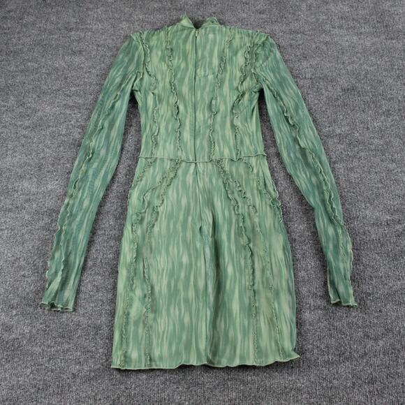 House Of CB Dress XS Dylan Green Colour Ivy Printed Mesh Lace Up Mini Sexy Party - Picture 9 of 16